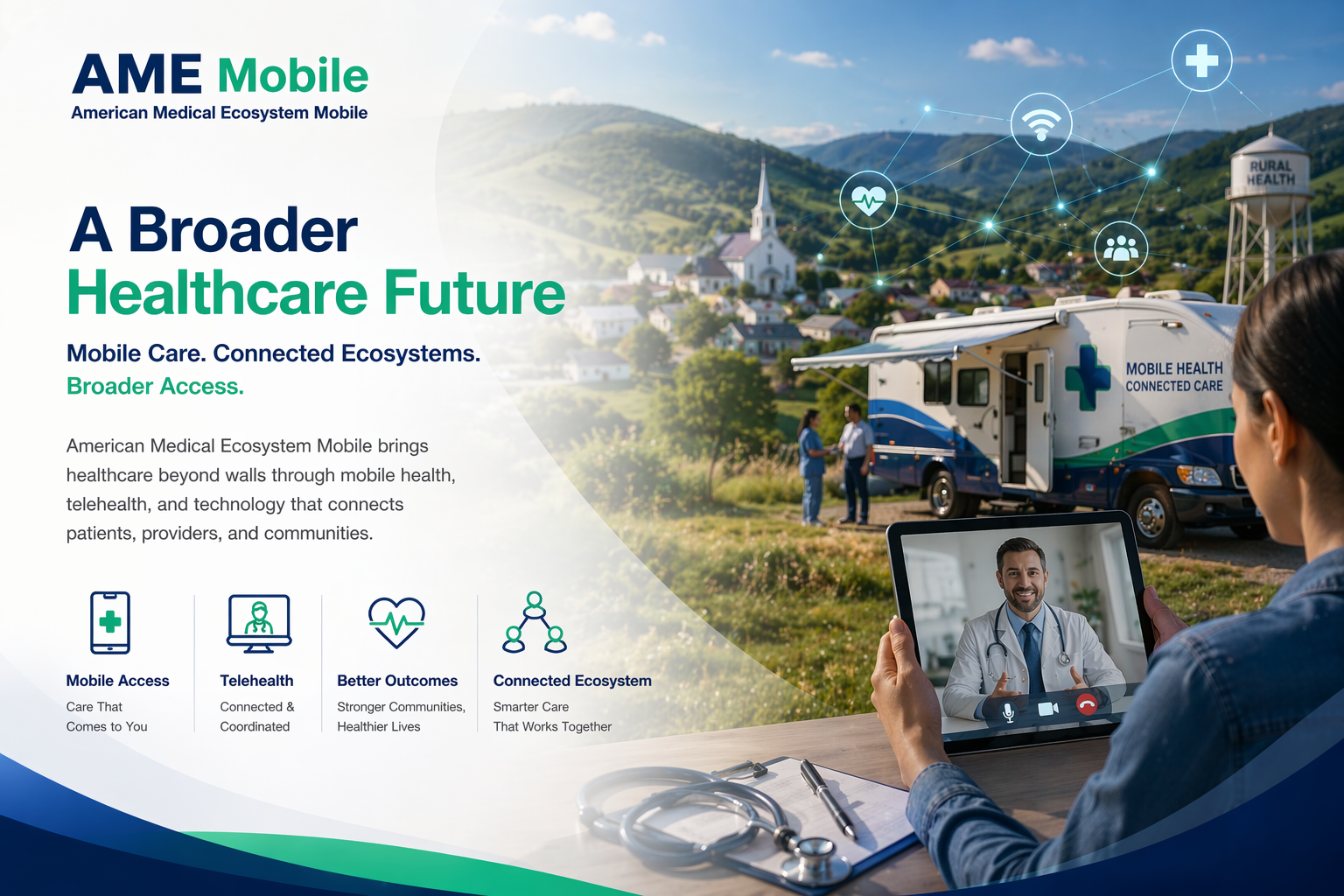 AME Mobile — mobile health vehicle bringing care to a rural community